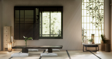 Japanese traditional style with decoration muji minimal. 3D rendering