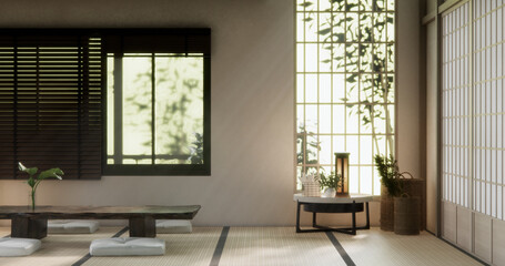 Japanese traditional style with decoration muji minimal. 3D rendering