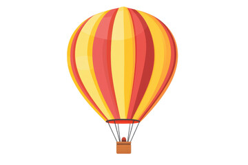 Fototapeta premium Colorful hot air balloon isolated on transparent background. featuring vibrant red and yellow stripes. Ideal for travel and adventure themes.