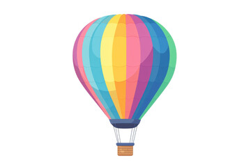 Obraz premium Colorful hot air balloon illustration floating in the sky. Vibrant rainbow pattern adds a whimsical touch to any project or design.