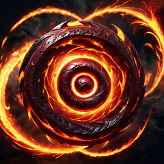 Burning Stone Orb with Fiery Swirls