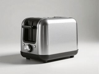 Modern two slice toaster is standing on white background
