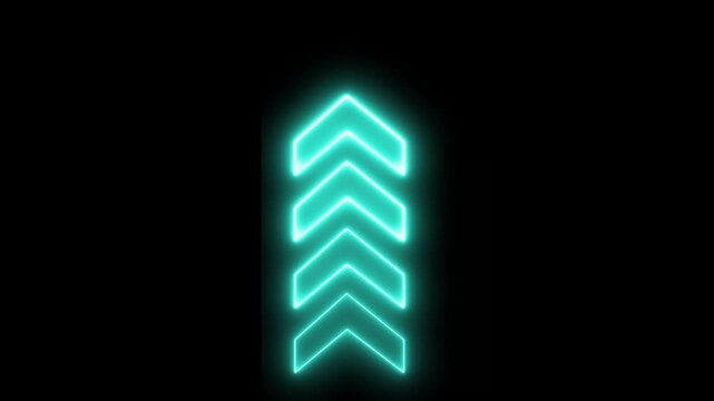 Footage of Futuristic laser glowing neon Blue light arrows From Bottom To Top on Black background