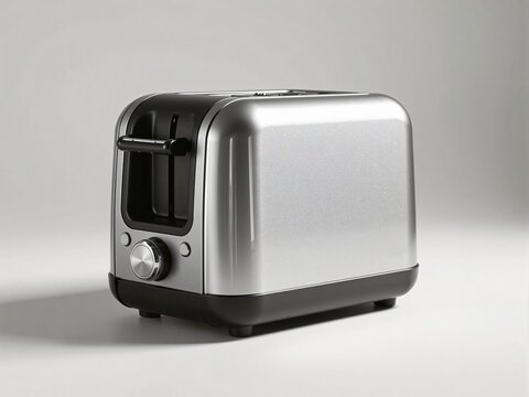 Modern two slice toaster is standing on white background