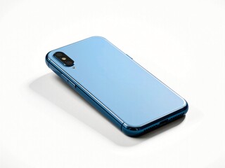 Modern smartphone lying on white background