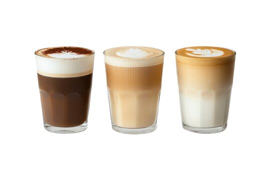Caf&eacute;s latte de diff&eacute;rentes intensit&eacute;s

