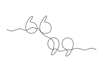 Continuous one line drawing of a quote mark vector illustration. Premium vector