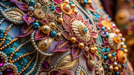 Naklejka premium Macro Photography of Elegant Women's Clothing Textures and Patterns for Fashion Enthusiasts