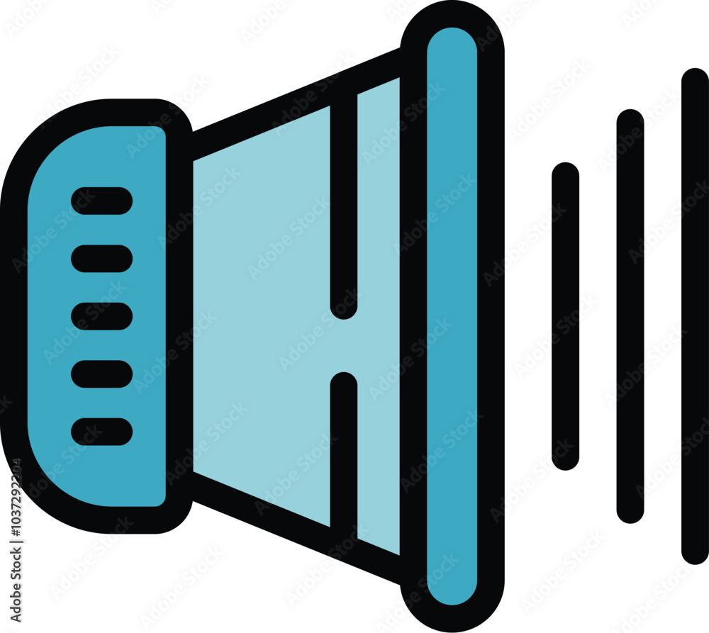 Poster this minimal speaker icon is blasting sound waves, making it perfect for representing audio concepts