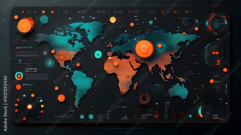 Poster cutting edge technology revolutionizing global logistics and supply chain monitoring a detailed worl