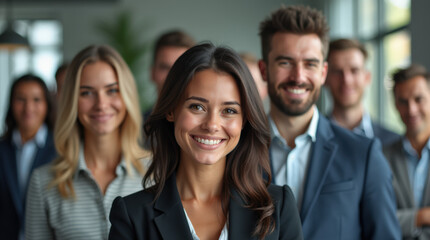 Diverse Group of Business Professionals in Modern Office Setting - Teamwork, Collaboration, and Leadership in Corporate Environment