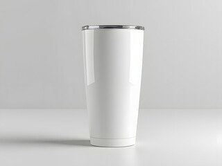 3d white insulated tumbler, reusable travel mug, stainless steel cup for hot and cold drinks. Mug mockup, tumbler mock up 