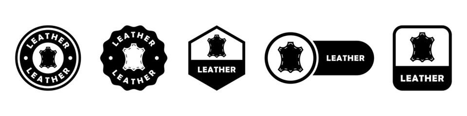 Leather - vector signs for leather material labeling.