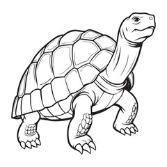 Silhouette vector style giant-tortoise with white background