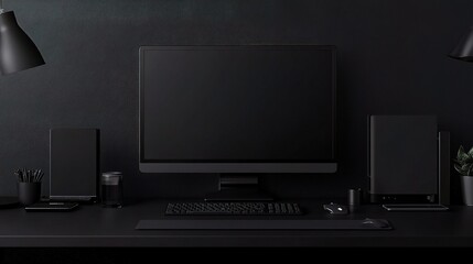 Sleek Modern Black Workspace Setup