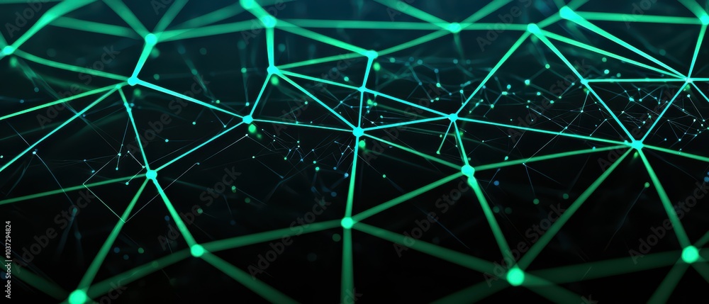Poster abstract digital network technology background with interconnected lines and dots.
