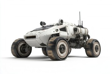 Futuristic off-road vehicle on a white isolated background.