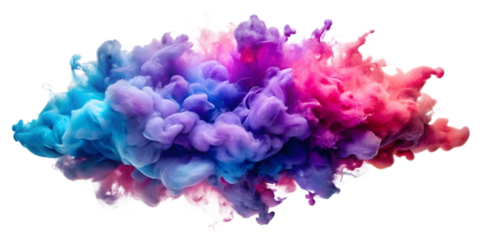 Mixed color explosion isolated on a transparent background.