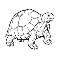 Silhouette vector style giant-tortoise with white background