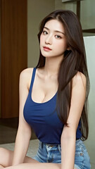 Fototapeta premium Beautiful body of Asian woman, close up portrait.