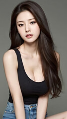 Fototapeta premium Beautiful body of Asian woman, close up portrait.