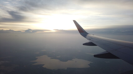 Flight Wing Sky View Window Set Point of View from flight.