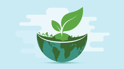 Eco-Friendly Illustration of Plant Growing From Earth