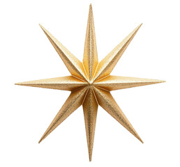 Golden star decoration isolate on transparent background, png, cutout