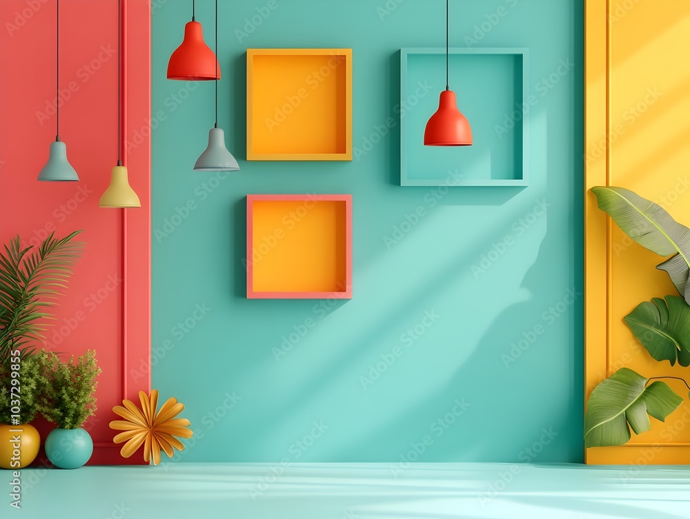 Poster vibrant 3d studio scene with streamlined floor and wall showcasing an elegant product display alluri