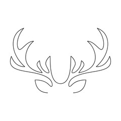 Hand drawn reindeer antlers vector. One line continuous drawing. Minimal illustration. Winter holiday linear icons. Outline print, poster, postcard, sign, Christmas symbol, abstract silhouette © Oksana