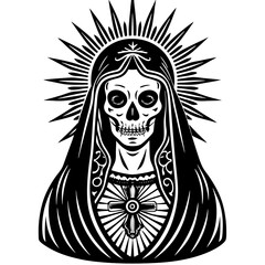 Santa Muerte Silhouette Black Vector