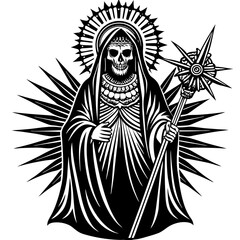 Santa Muerte Silhouette Black Vector