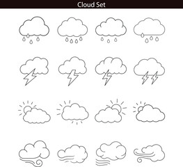 Weather Icons Cloud Set Rain Thunder Sun Wind
