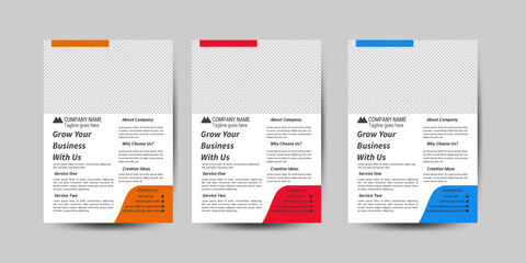 simple creative flyer template layout design with yelloe,green and blue color