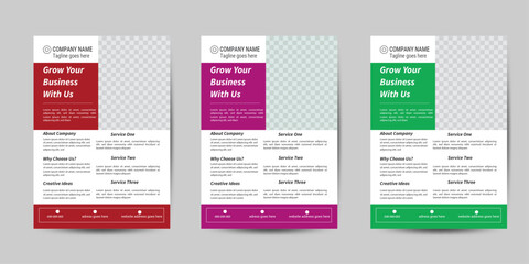 simple  creative flyer template layout design with red,green and purple color