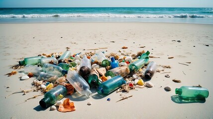 Environmental Impact of Plastic Pollution on Pristine Beach Shoreline Highlights Urgent Need for Ocean Conservation Efforts