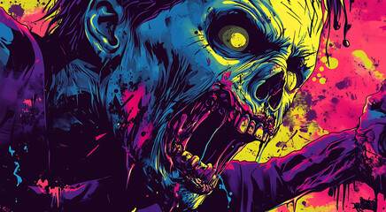 Zombie Attack graphic in comic book style