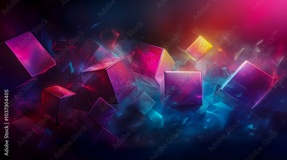 Aufkleber vibrant abstract cube design in dynamic space