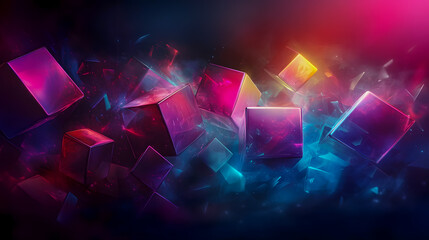 Vibrant Abstract Cube Design in Dynamic Space