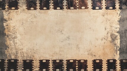 Naklejka premium A retro film strip with empty space and a textured, aged paper backdrop, evoking an old-school vibe.