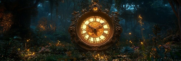 Clock in Mystical Forest