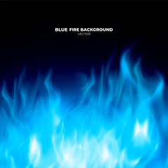 Vector blue fire background and flames effect. Sparks are realistic. Blue fire flames and sparks with horizontal repetition vector design.
