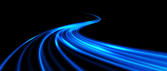 Abstract blue fast speed light effect movement on black background vector © patthana