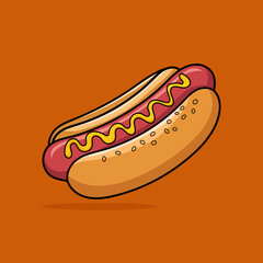 Hot dog vector illustration icon. Colorful Hot Dog isolated on white background