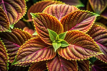 Minimalist Coleus Plectranthus Scutellarioides Leaves in Soft Natural Light for Botanical Aesthetic