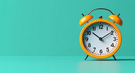 Clock with Yellow Hands on a Green Background
