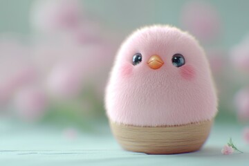 Adorable Pink Fuzzy Chick Stuffed Toy, Cute Plush Gift for Children or Collectors, Cute Plush Gift for Child