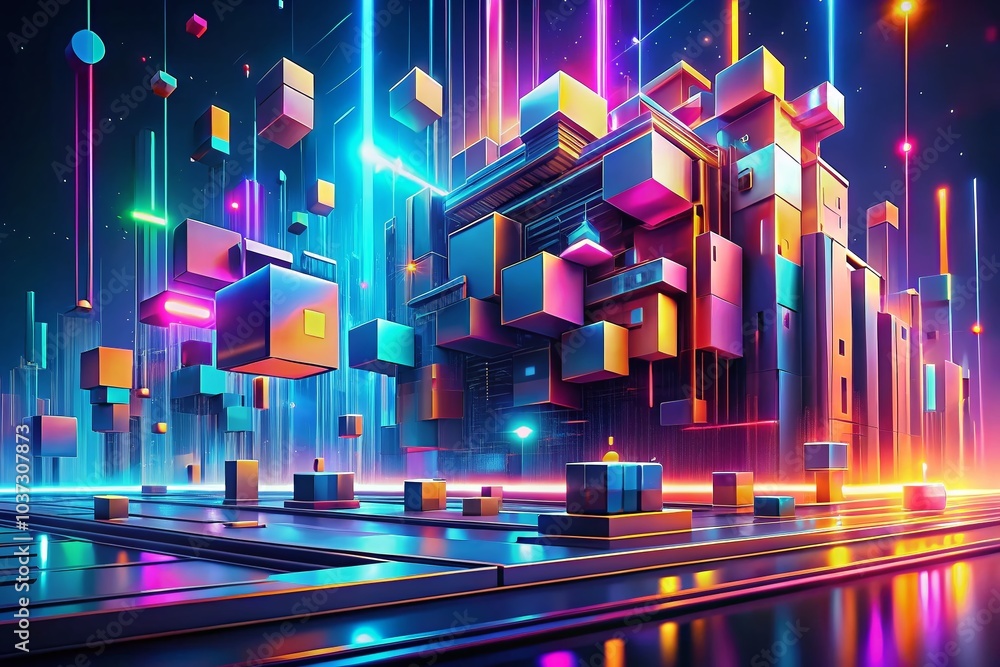 Poster minimalist digital technology and cyber abstract background 3d illustration for modern web design an