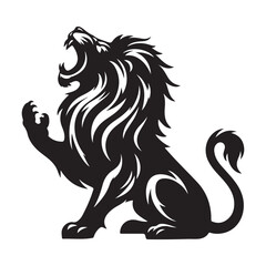Lion roaring silhouette vector  black color white background 