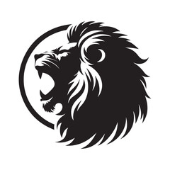 Lion roaring silhouette vector  black color white background 